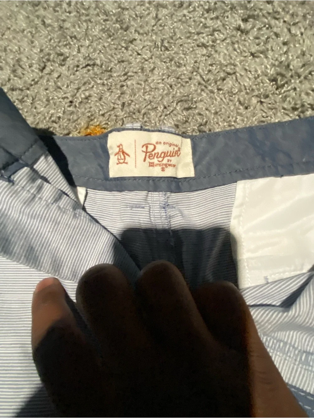 Original Penguin Munsingwear Blue Pinstripe Flat Front Golf Shorts Mens 38